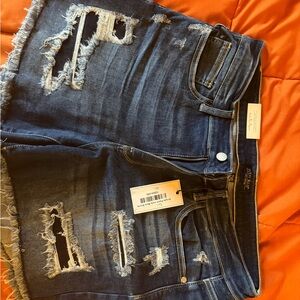 Judy Blue Women's Distressed Dark Blue Jeans